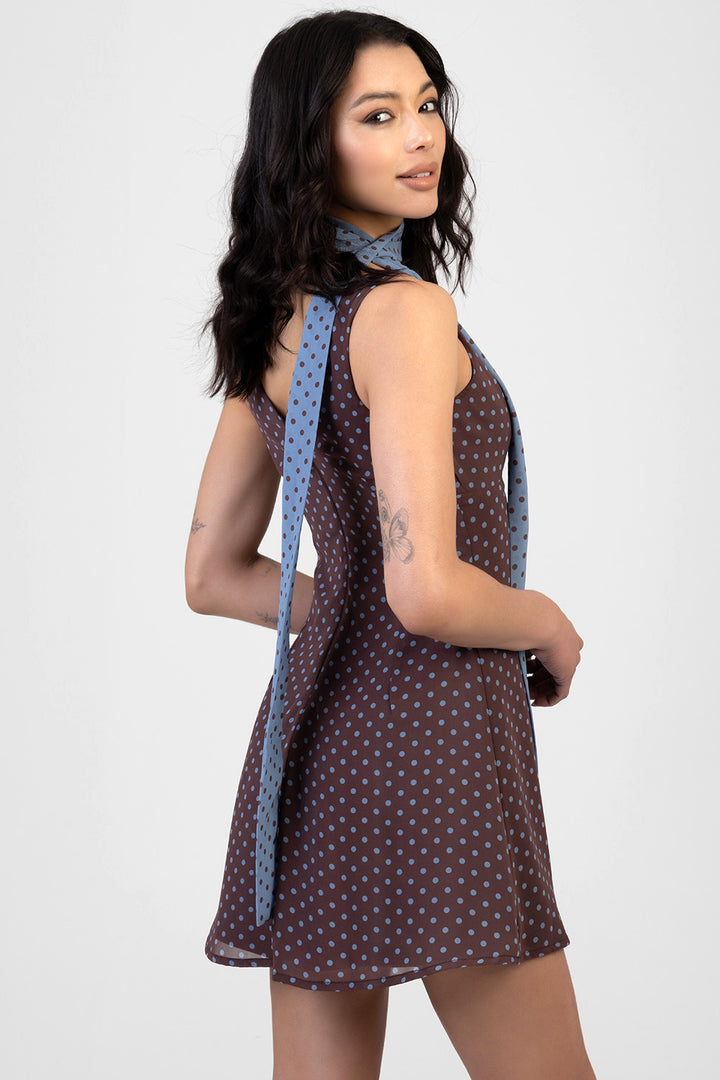 You'Re A Treasure V-Neck Mini Dress - Brown