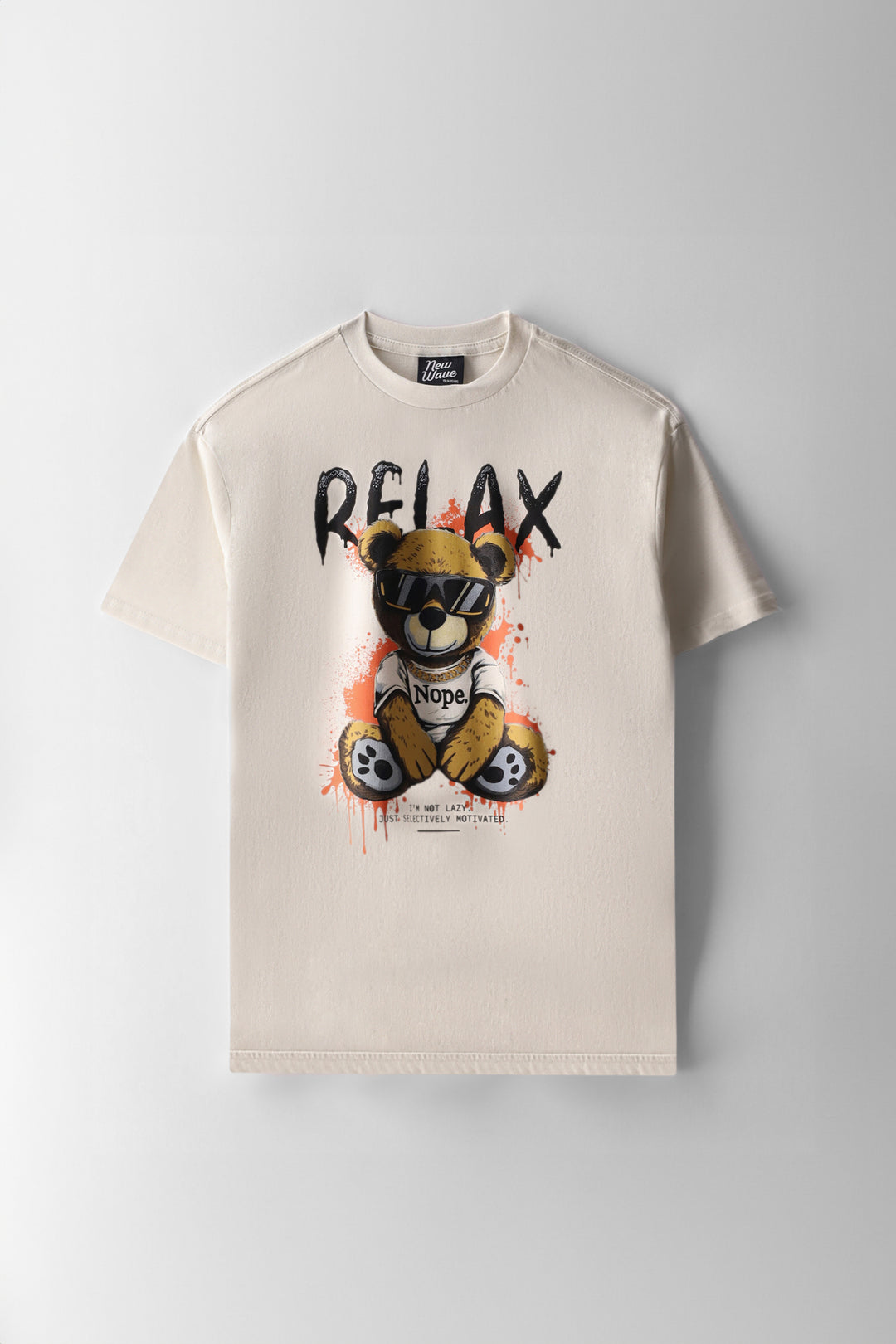 Boys Relax Teddy Print T-Shirt - Ecru
