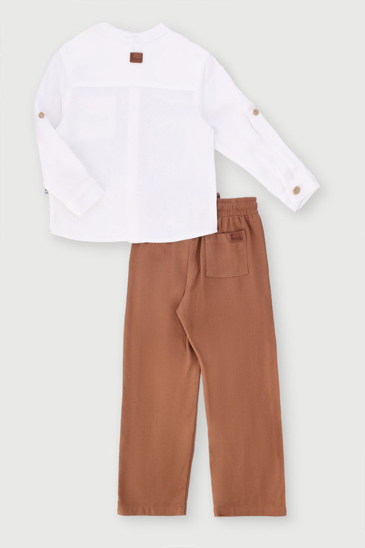 Keedo Boys Shirt & Shorts Set - Tobacco