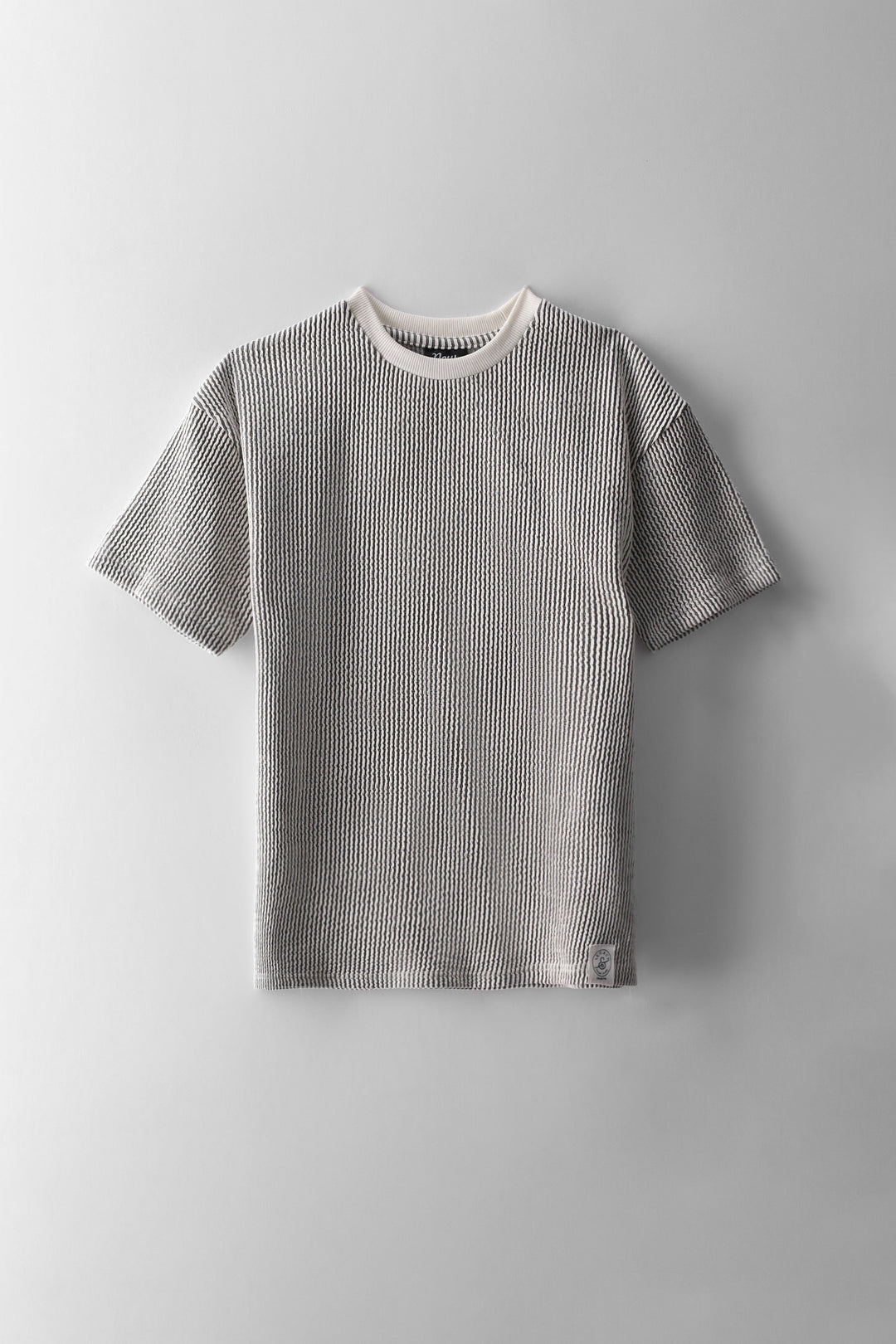 Boys Stripe Seersucker Oversized T-Shirt - Black