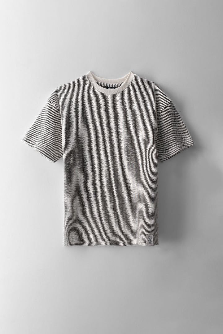 Boys Stripe Seersucker Oversized T-Shirt - Black