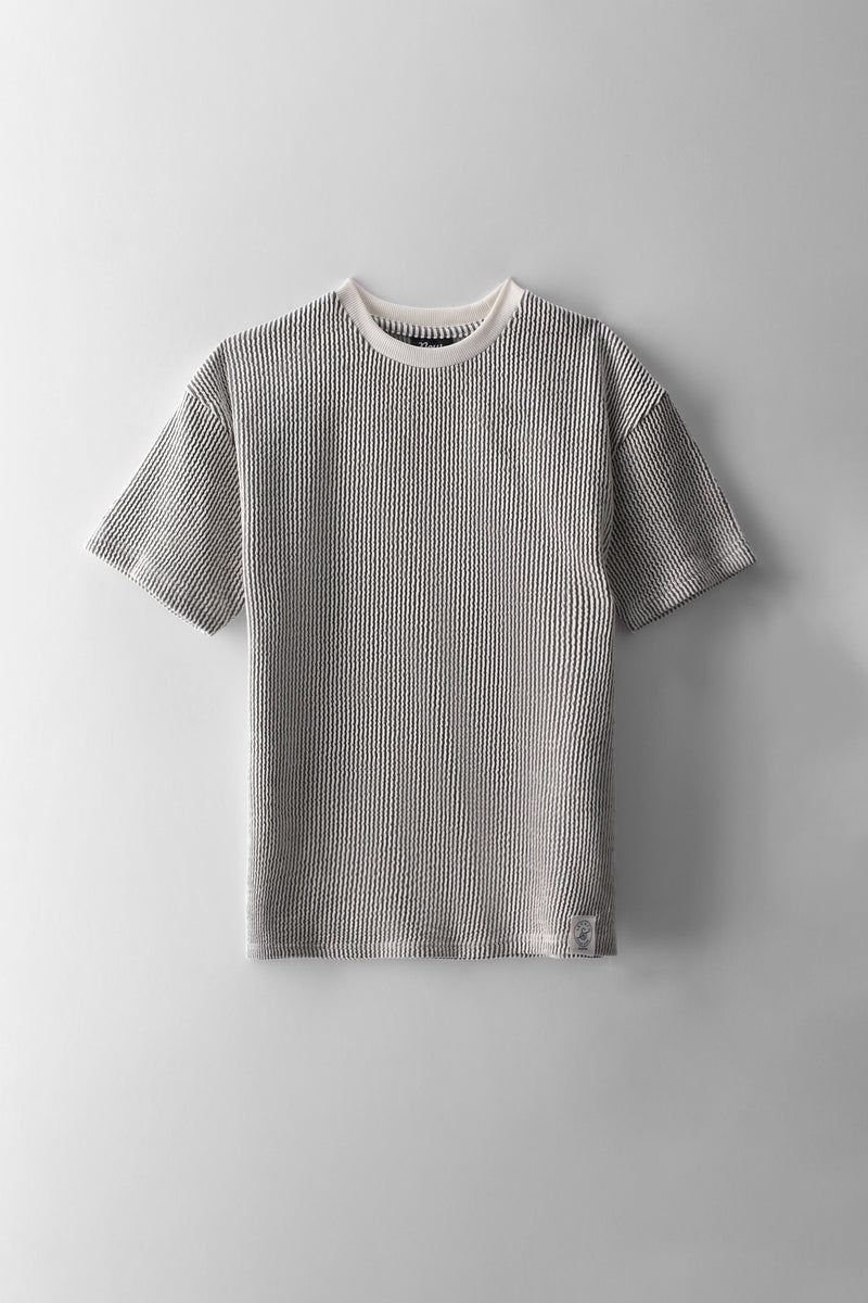 Boys Stripe Seersucker Oversized T-Shirt - Black