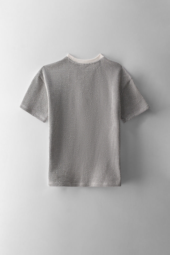 Boys Stripe Seersucker Oversized T-Shirt - Black