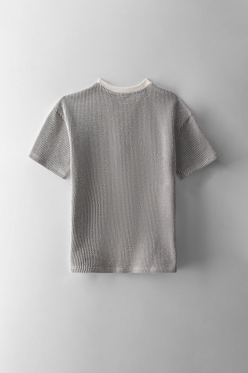 Boys Stripe Seersucker Oversized T-Shirt - Black
