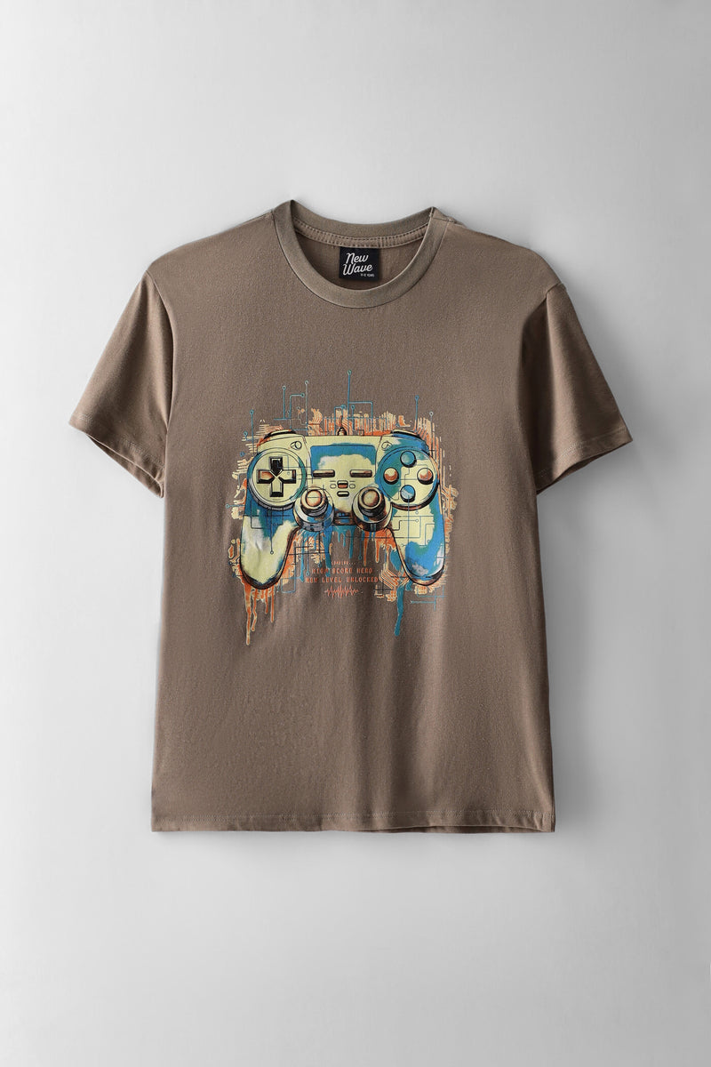 Boys Gamer Console Print T-Shirt - Olive