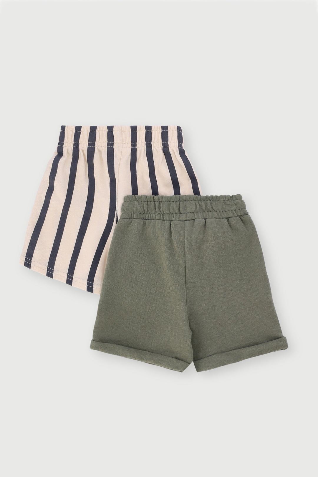 Baby Boys 2 Pack Printed Dino & Slogan Knit Short - Olive