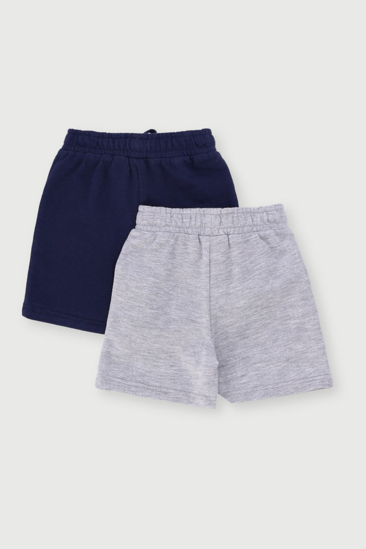 Baby Boys 2 Pack Bear Badge Knit Short - Navy/Grey