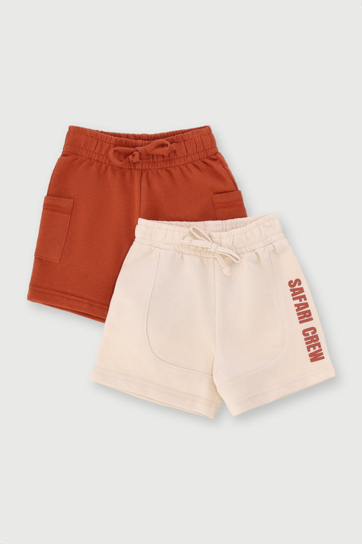 Baby Boys 2 Pack Safari Knit Short - Cream