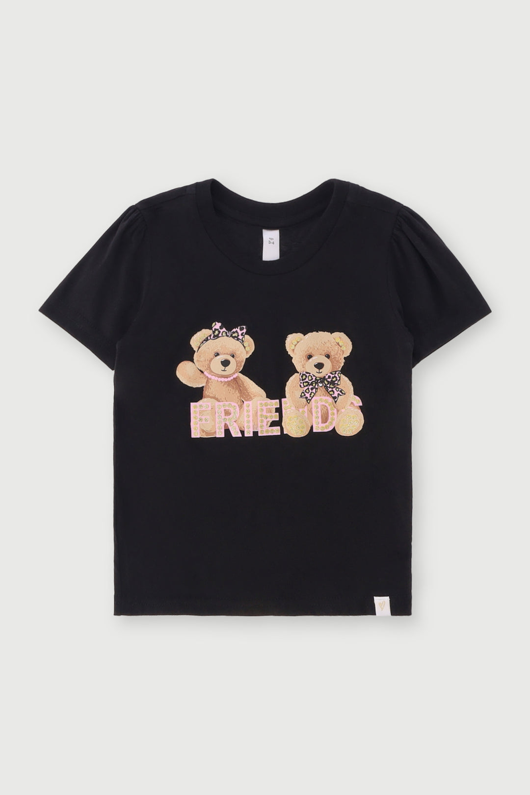 Pre-Girls Teddy Friends Tee - Black