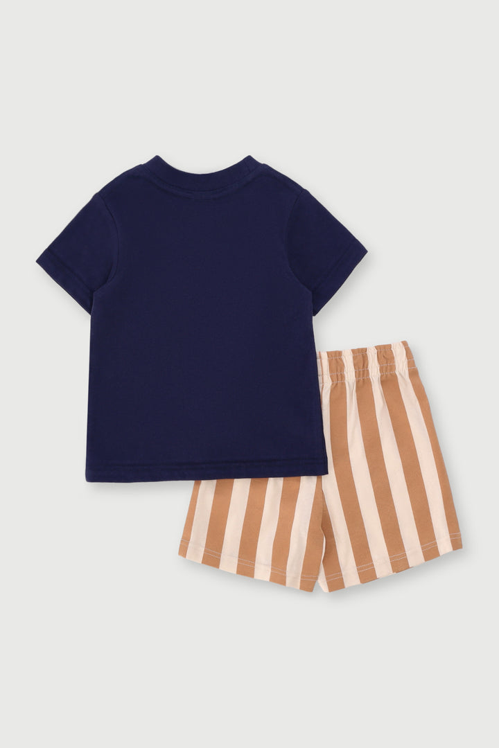 Baby Boys Knit Puppy Set - Stone