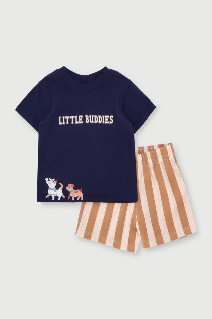 Baby Boys Knit Puppy Set - Stone
