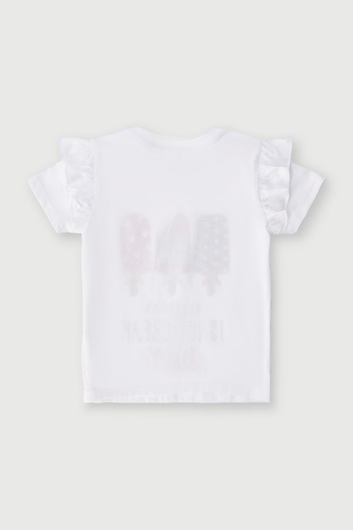 Pre-Girls Ice Cream Tee - White