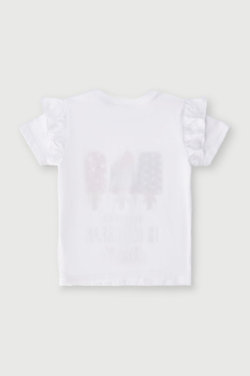 Pre-Girls Ice Cream Tee - White