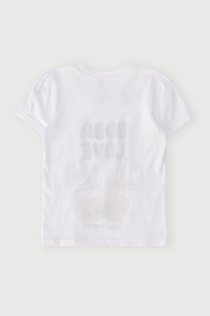 Pre-Girls Boba Print Tee - White
