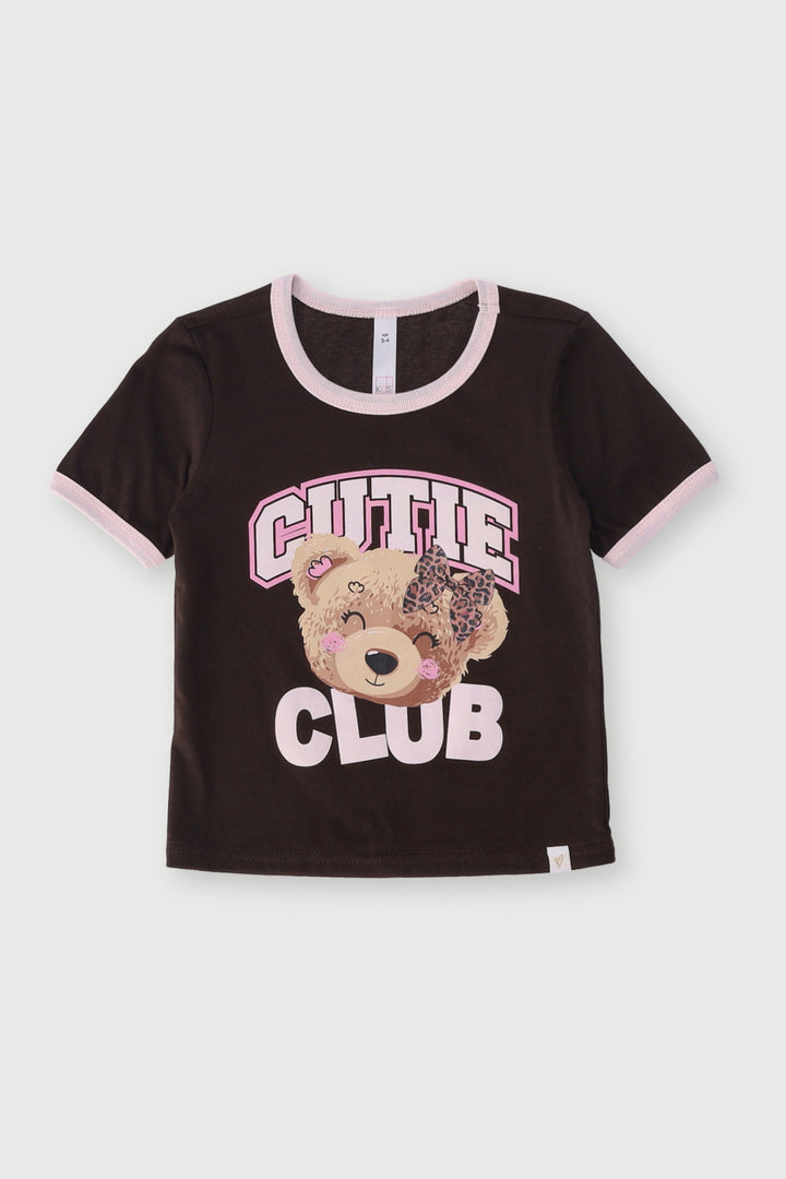 Pre-Girls Teddy Printed Tee - Brown