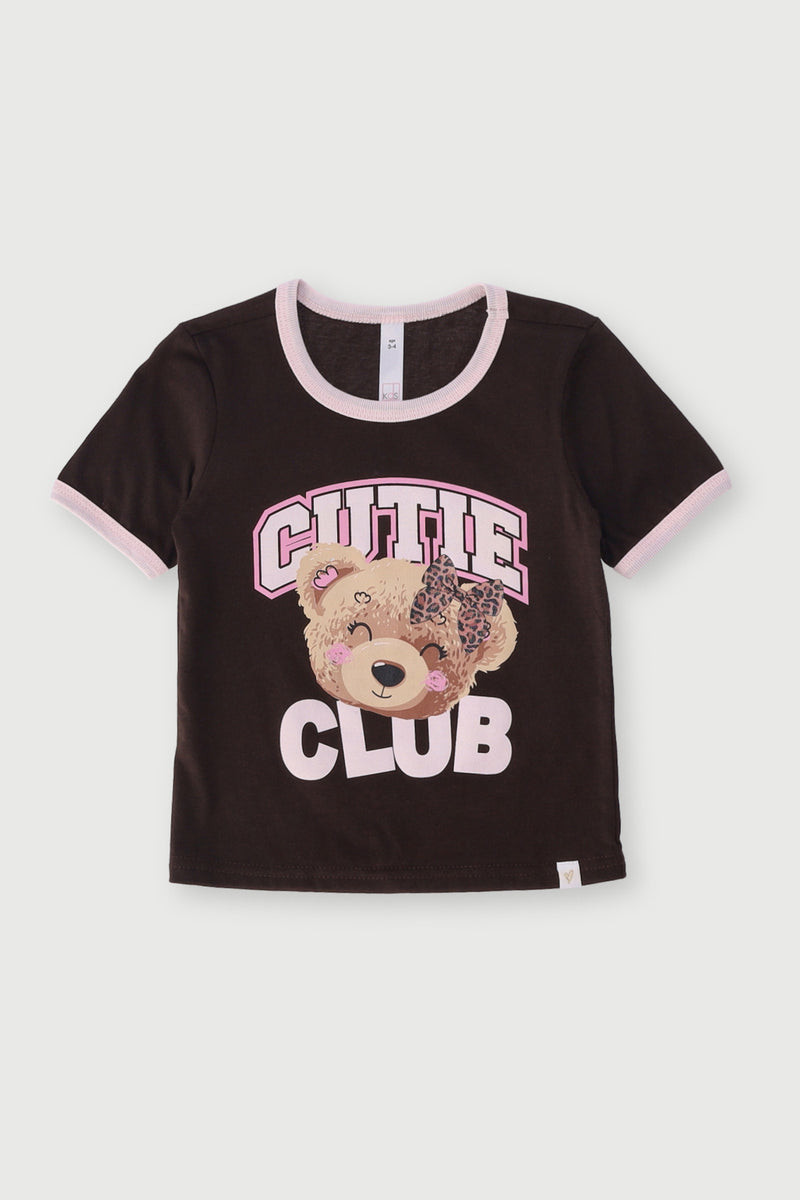 Pre-Girls Teddy Printed Tee - Brown
