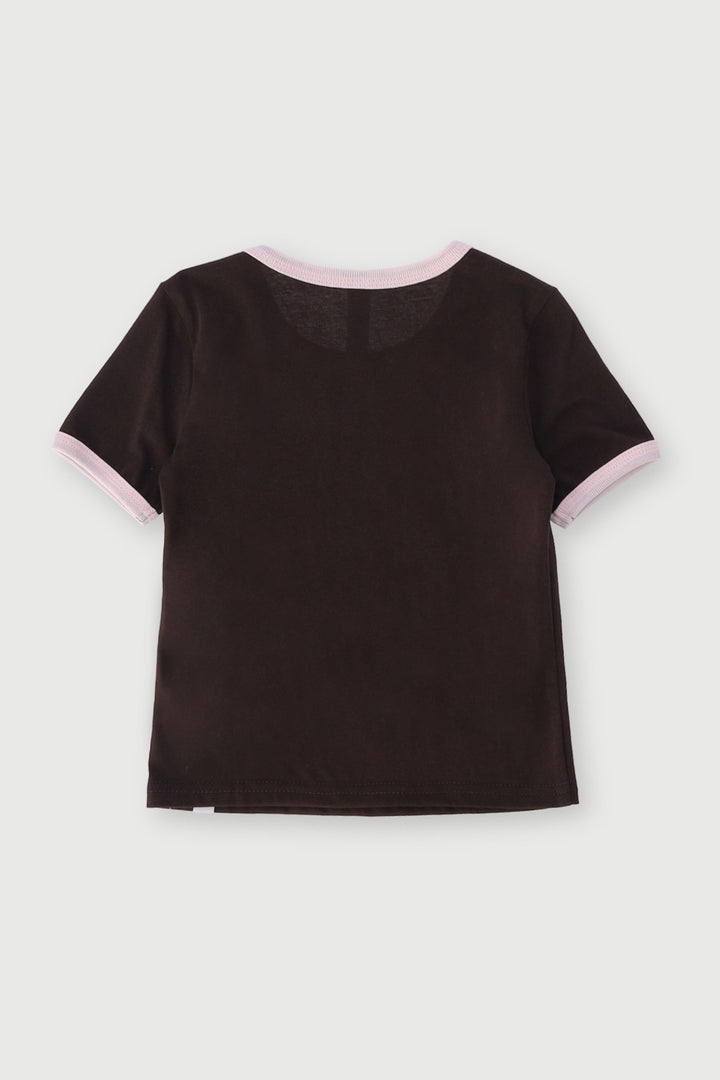 Pre-Girls Teddy Printed Tee - Brown