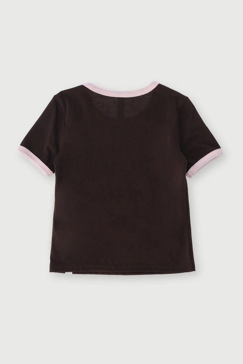 Pre-Girls Teddy Printed Tee - Brown