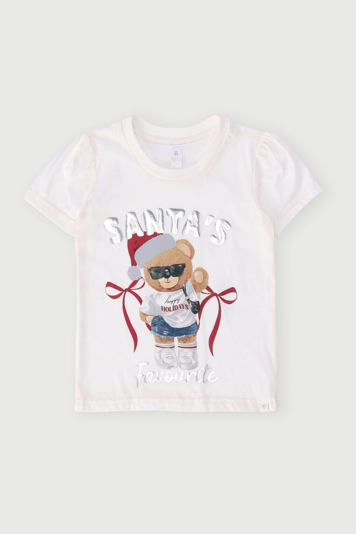 Pre-Girls Xmas Print Tee - White