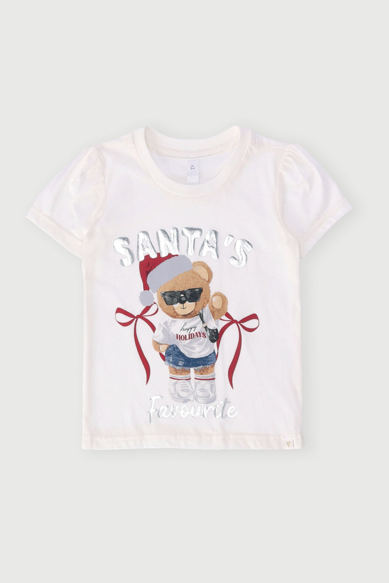 Pre-Girls Xmas Print Tee - White