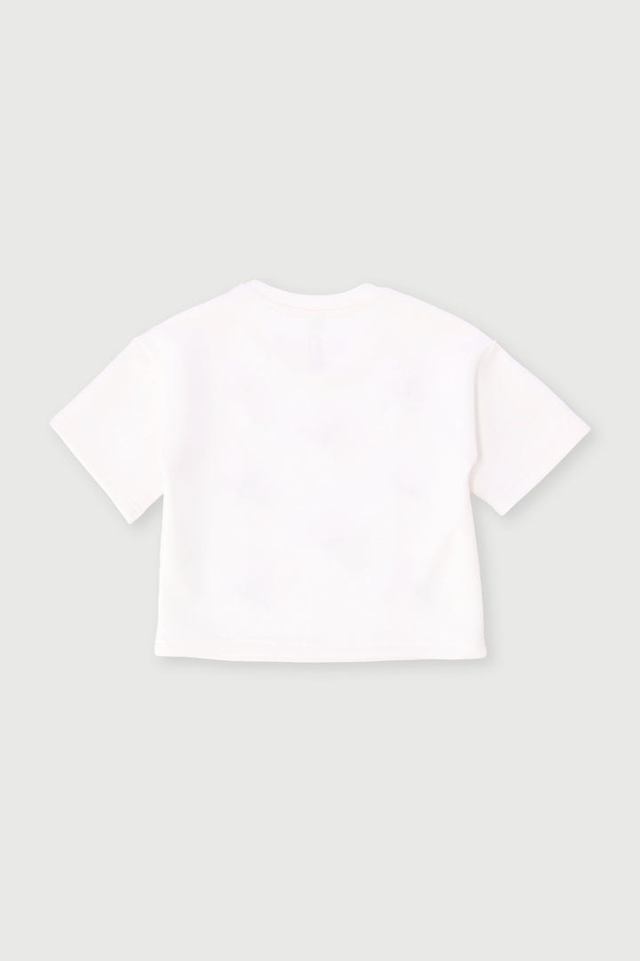 Pre-Girls Bow Detail Scuba Top - Cream