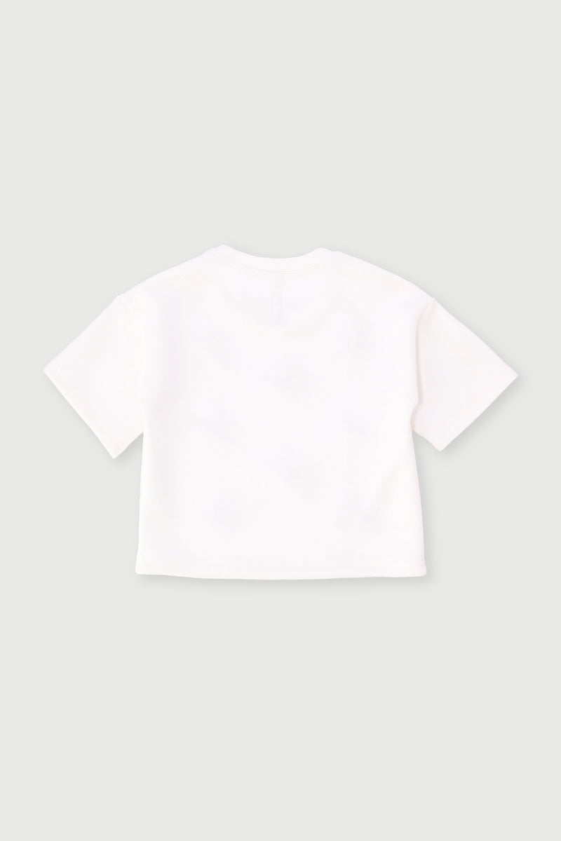 Pre-Girls Bow Detail Scuba Top - Cream