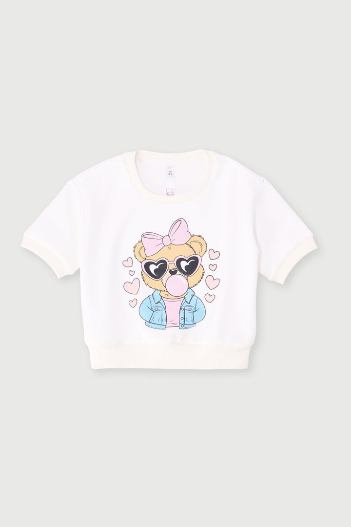 Pre-Girls Teddy Scuba Top - Cream