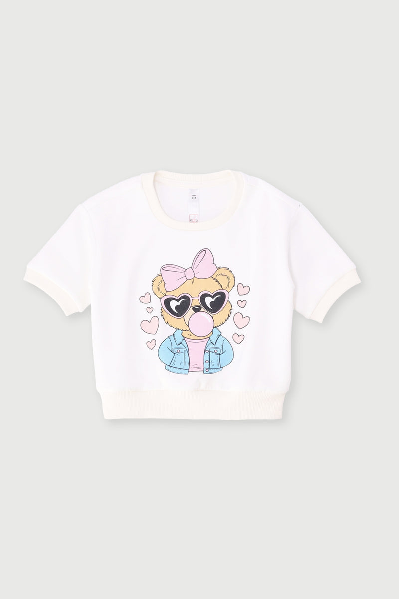 Pre-Girls Teddy Scuba Top - Cream