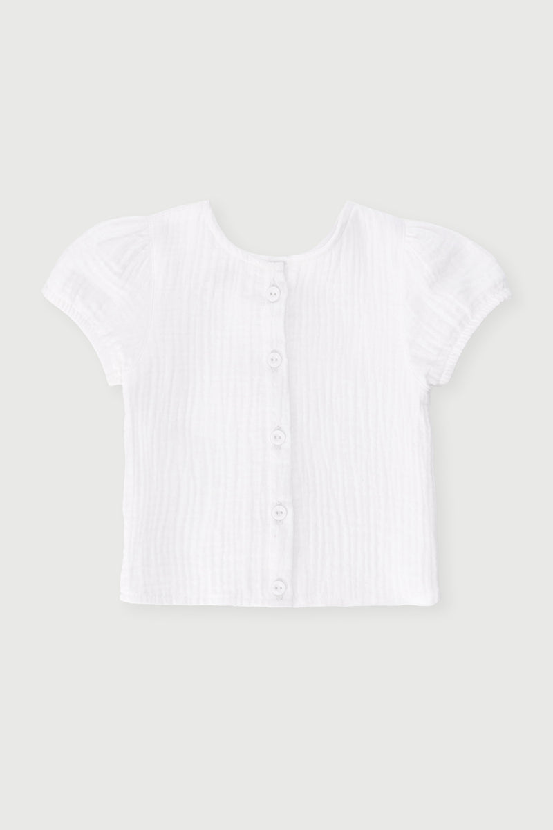 Baby Girls Muslin Bows Occasion Top - White