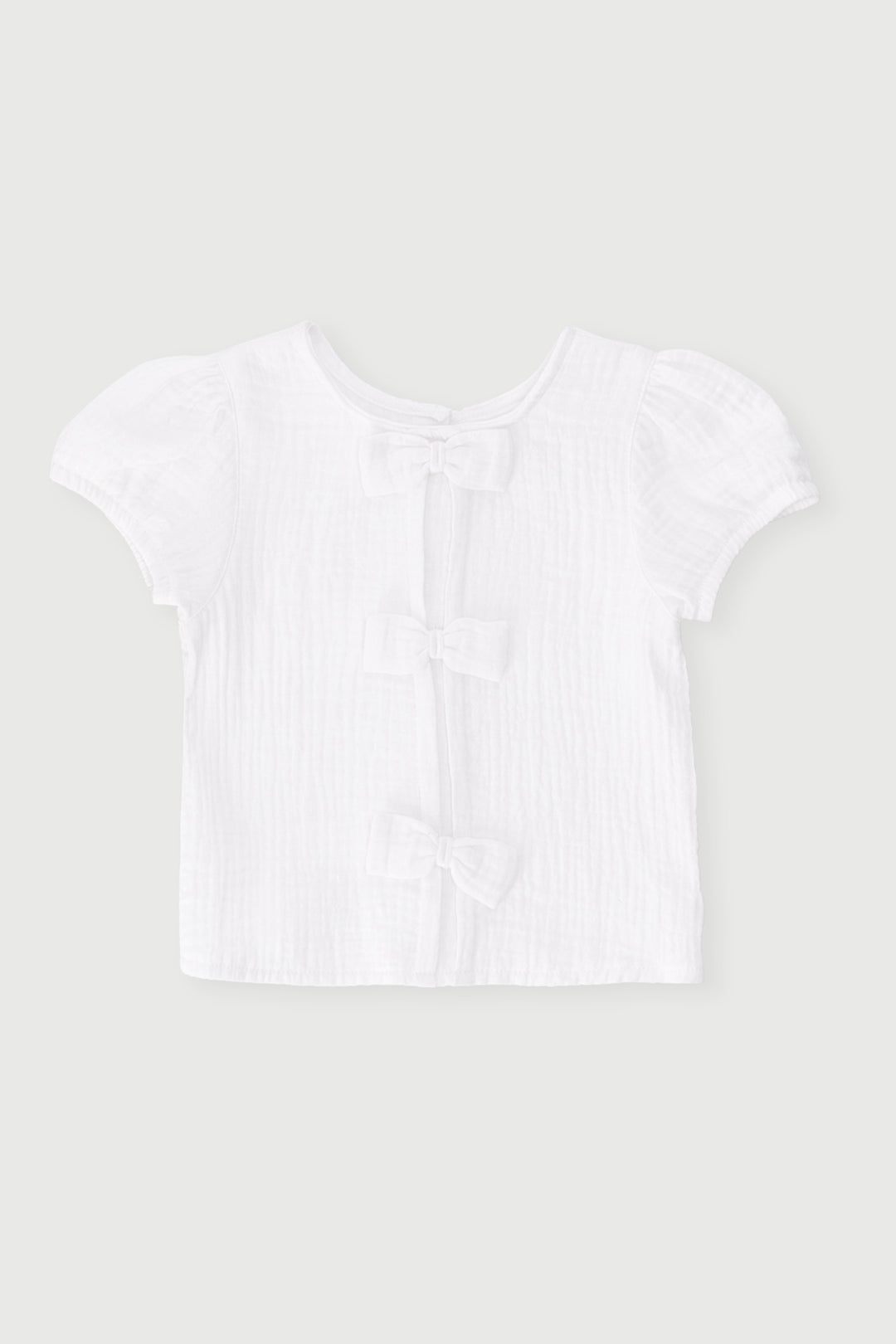 Baby Girls Muslin Bows Occasion Top - White