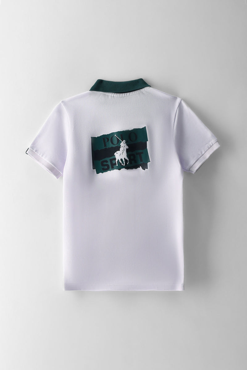 Boys Neil Sport Printed Golfer - White