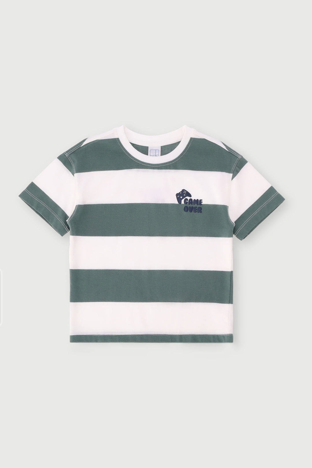 Pre-Boys Yarn Dye Striped Heavy Weight Tee - Dark Green