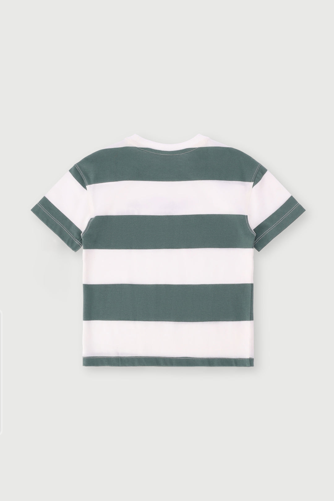Pre-Boys Yarn Dye Striped Heavy Weight Tee - Dark Green