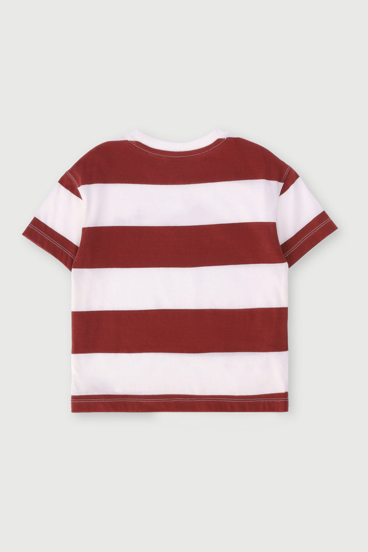 Pre-Boys Yarn Dye Striped Heavy Weight Tee - Rust