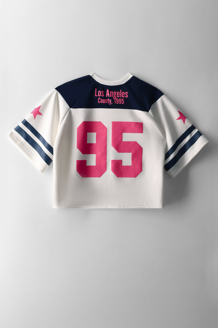Girls San Fran Oversized Sports Tee - Navy/White