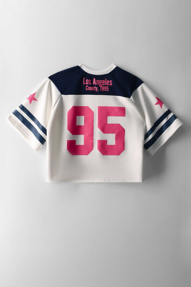 Girls San Fran Oversized Sports Tee - Navy/White