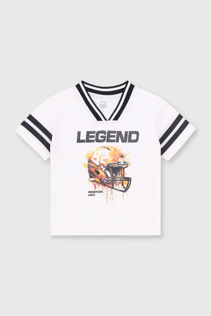 Pre-Boys Football Tee - Cream