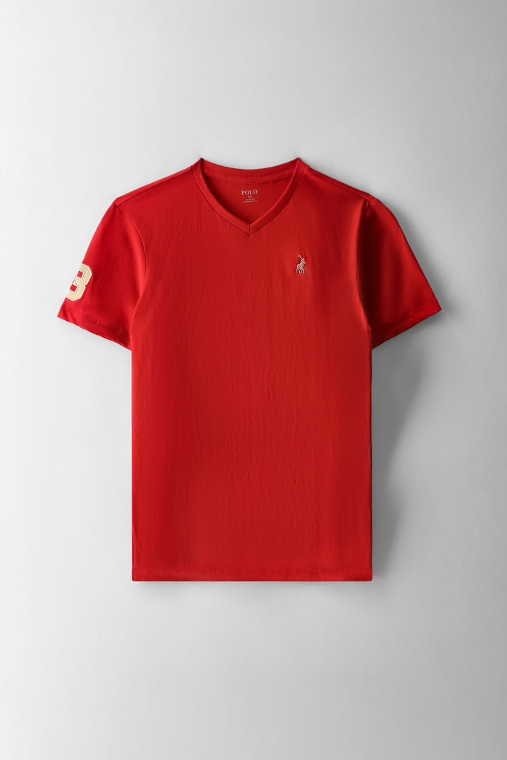 Boys James V-Neck T-Shirt - Red