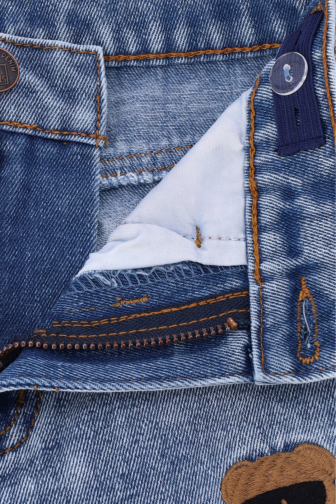 Pre-Boys Teddy Embroidered Loose Fit Denim - Light Blue