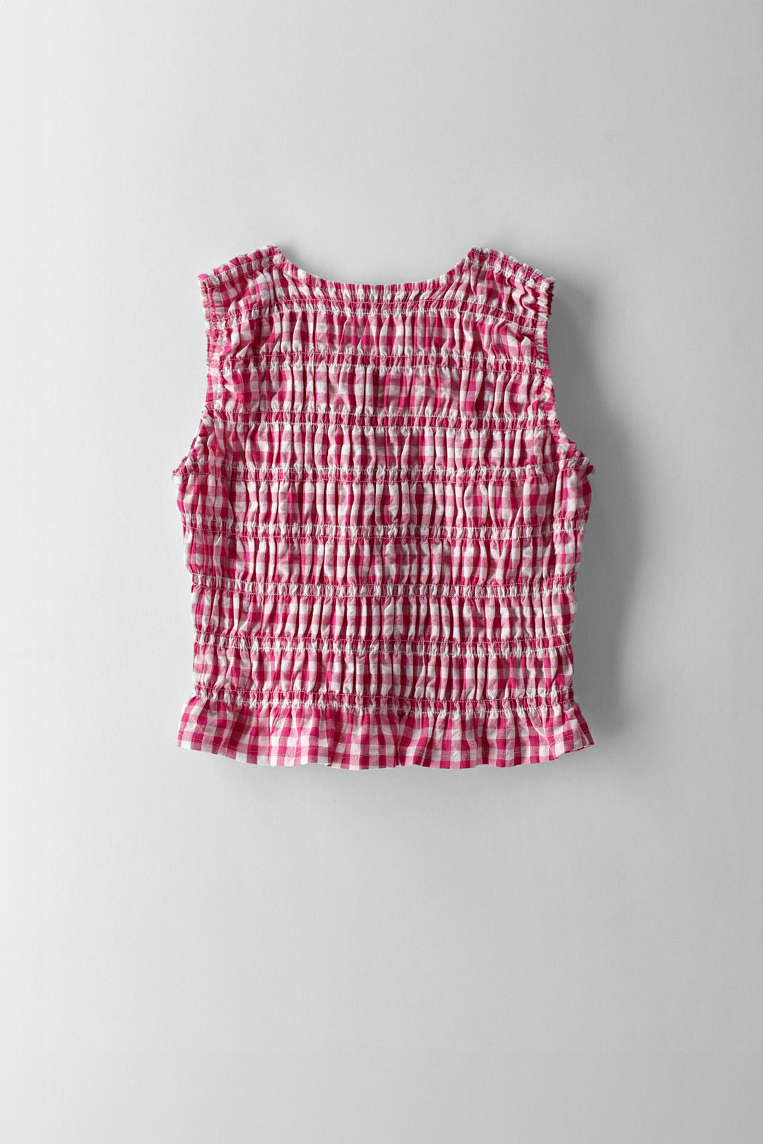 Girls Shirred Sleeve Top - White/Pink