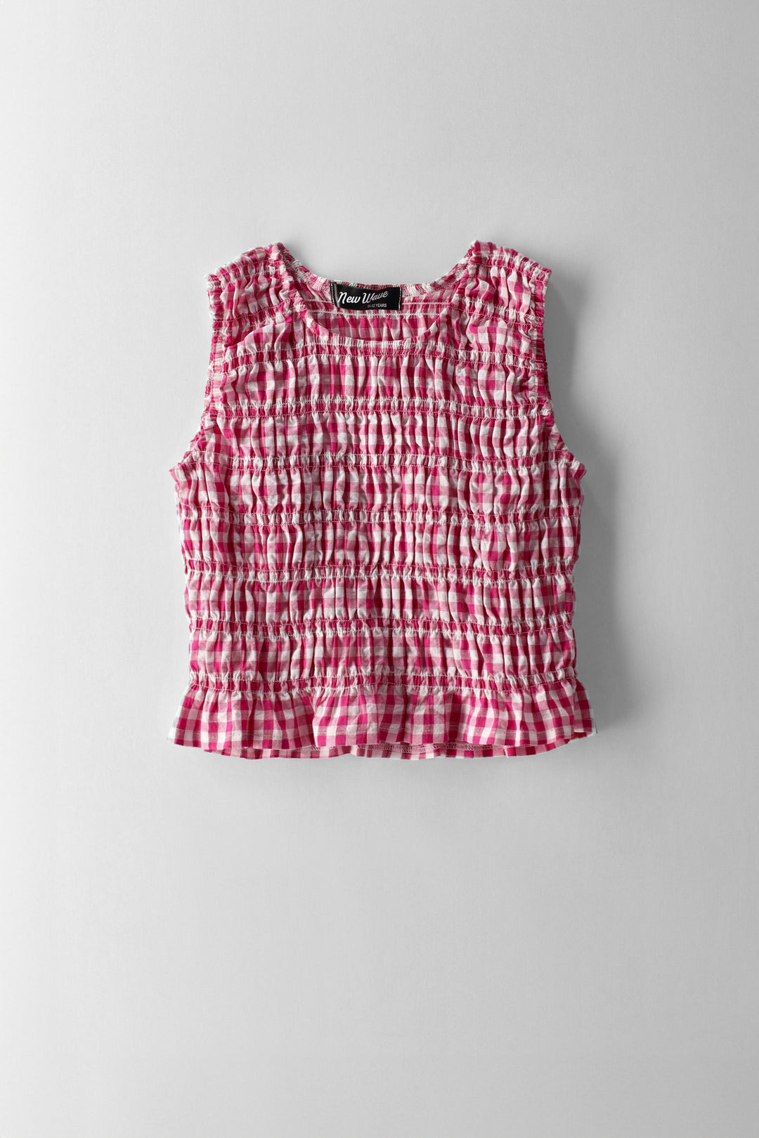 Girls Shirred Sleeve Top - White/Pink