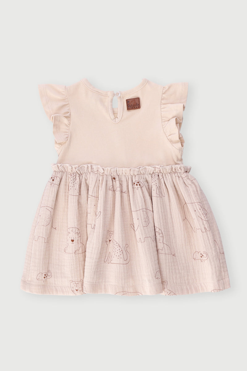 Keedo Baby Girls Fashion Combo Dress - Cream