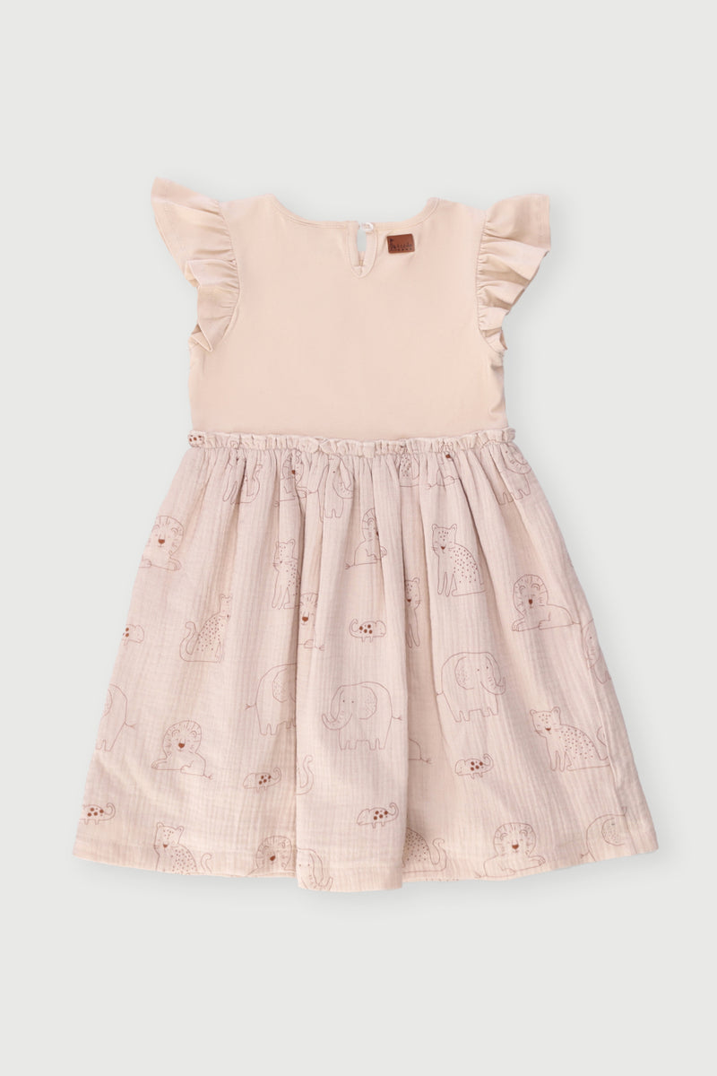 Keedo Girls Fashion Combo Dress - Cream