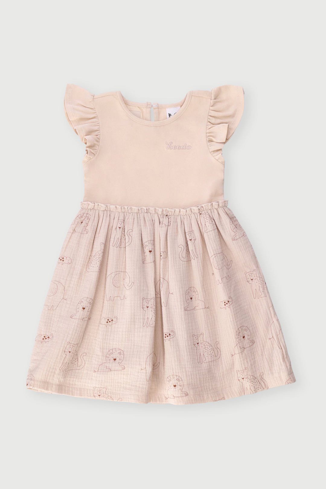 Keedo Girls Fashion Combo Dress - Cream