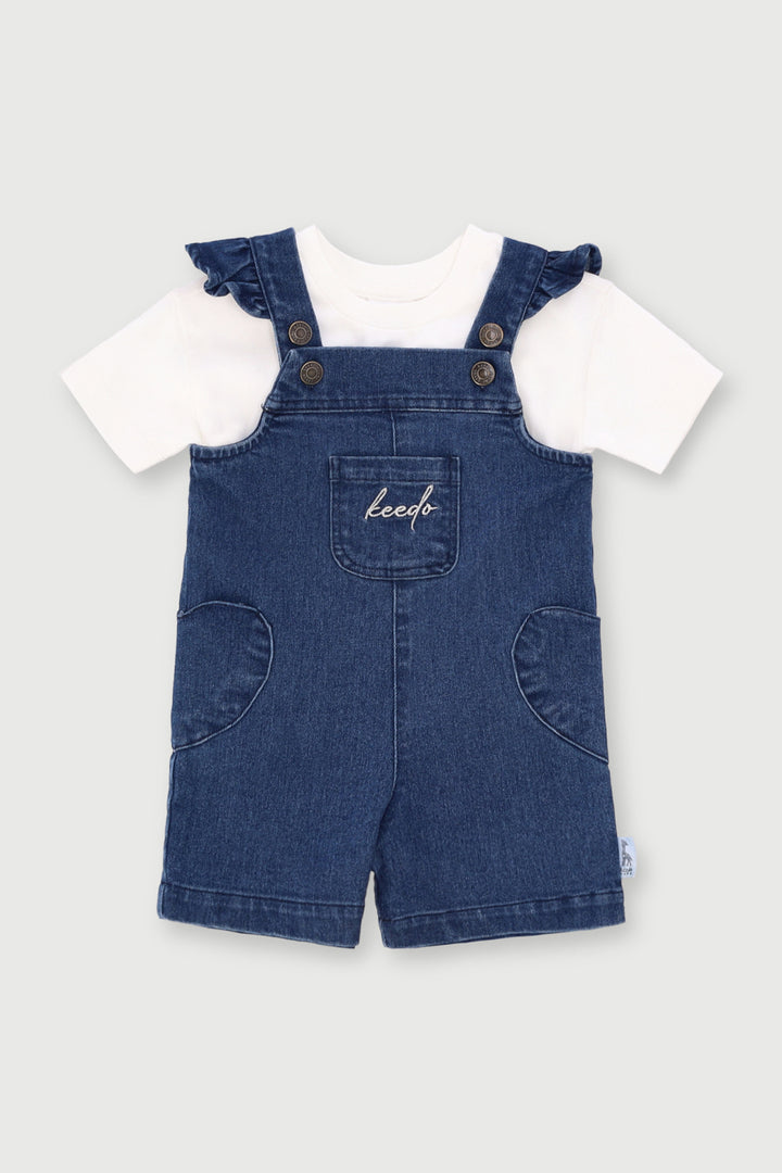 Keedo Baby Girls Dungaree Set - Denim