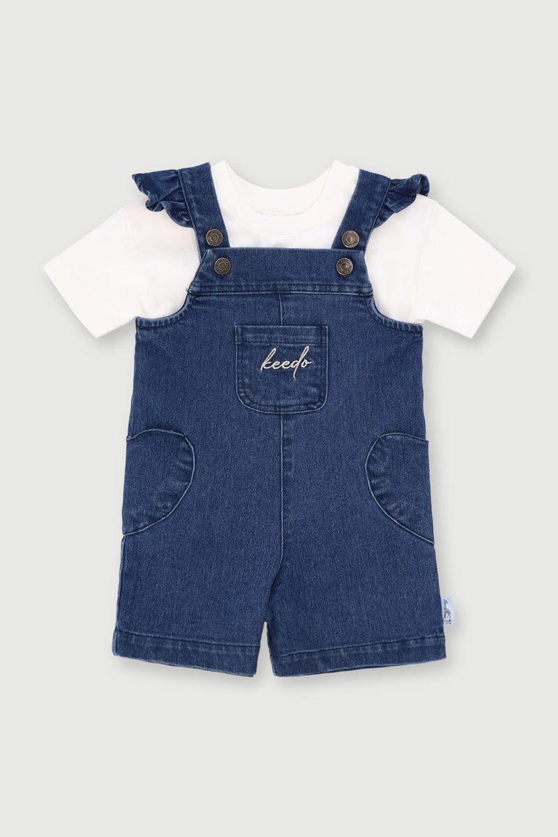 Keedo Baby Girls Dungaree Set - Denim