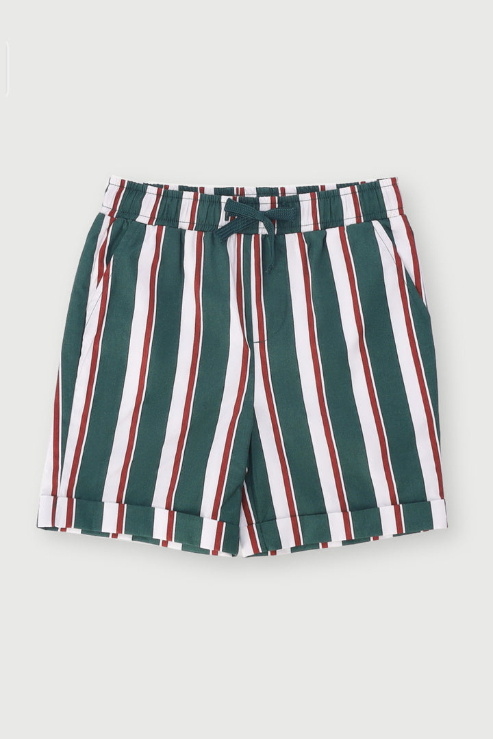Pre-Boys Vertical Stripe Short - Dark Green