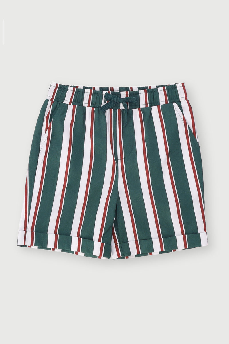Pre-Boys Vertical Stripe Short - Dark Green