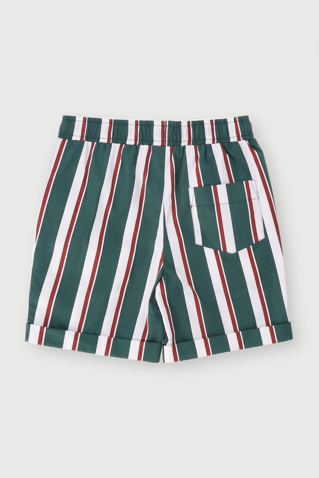 Pre-Boys Vertical Stripe Short - Dark Green