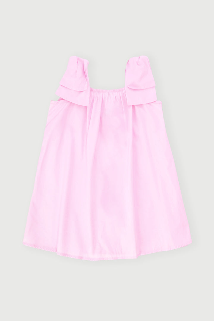 Pre-Girls Shoulder Bows Poplin Dress - Pink